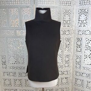 Donna Karan Chocolate Brown Wool Cashmere Sleeveless Sweater Vest Womens Medium